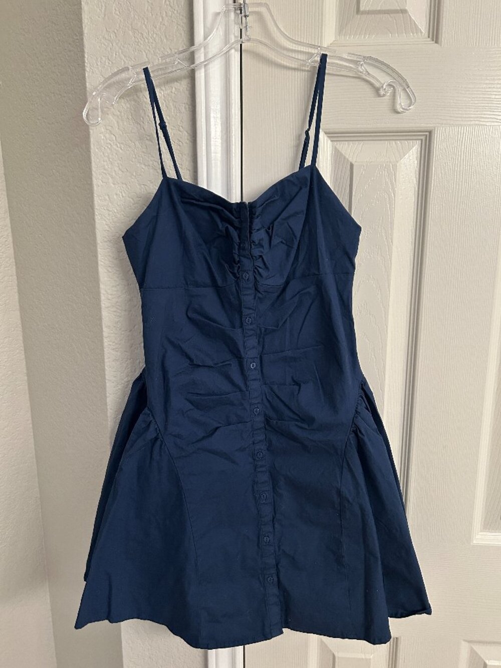 Wild Fable Women's Button Front Poplin Mini Dress-Spaghetti Straps-Navy-Small